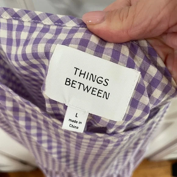 Things Between Purple Gingham Tiered Maxi Dress - Picture 2 of 7